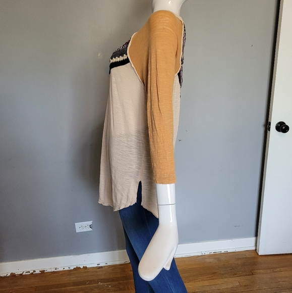 Free People Spring Bound Baseball Tee in Calm Sand Combo, GUC, Size S - Picture 7 of 8